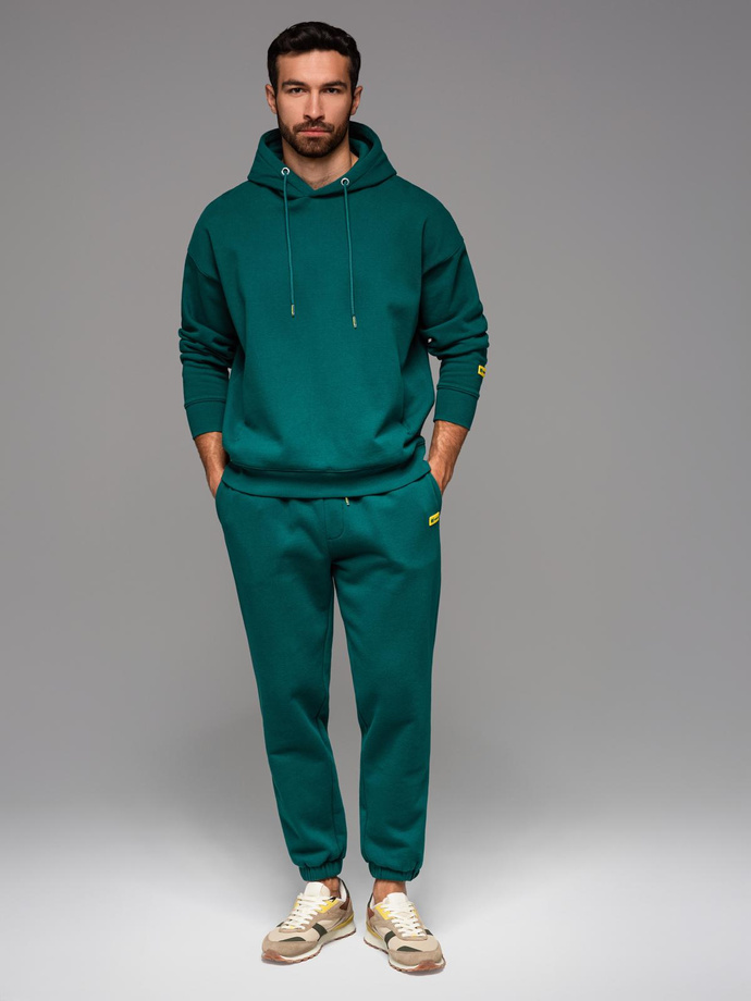 Klasyczne dresowe spodnie unisex ze ściągaczami – ciemnozielone V17 OU-PSBC-0100