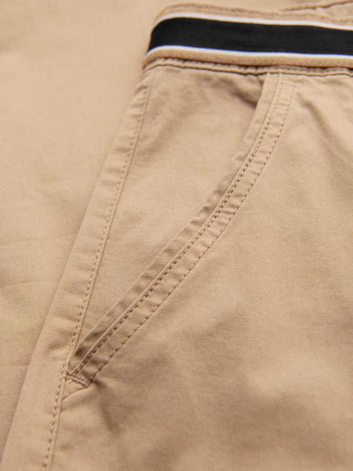 Men's chino pants with decorative waistband - sand V5 OM-PACP-0118