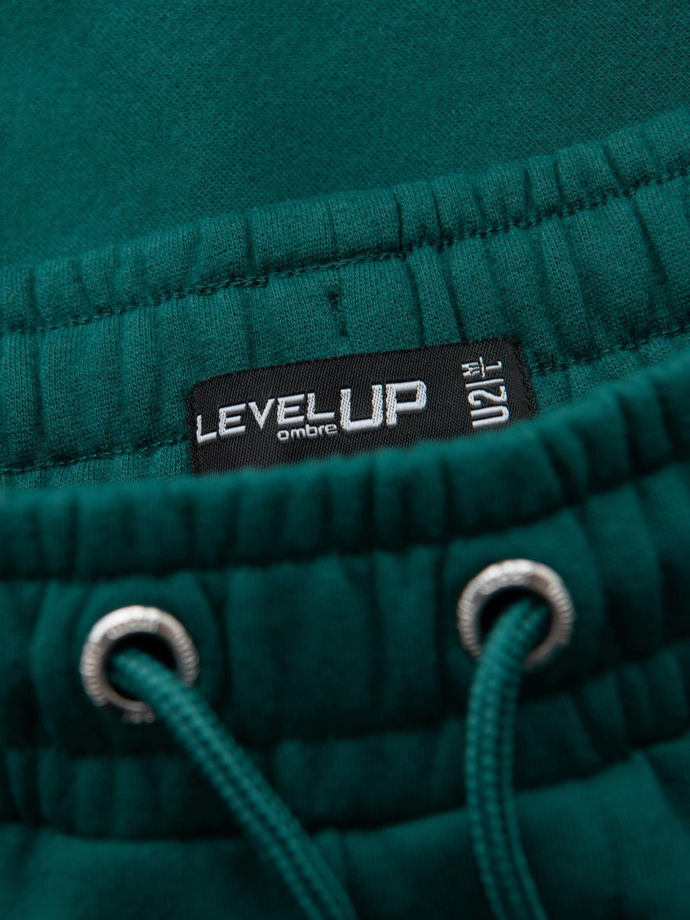 Klasyczne dresowe spodnie unisex ze ściągaczami – ciemnozielone V17 OU-PSBC-0100