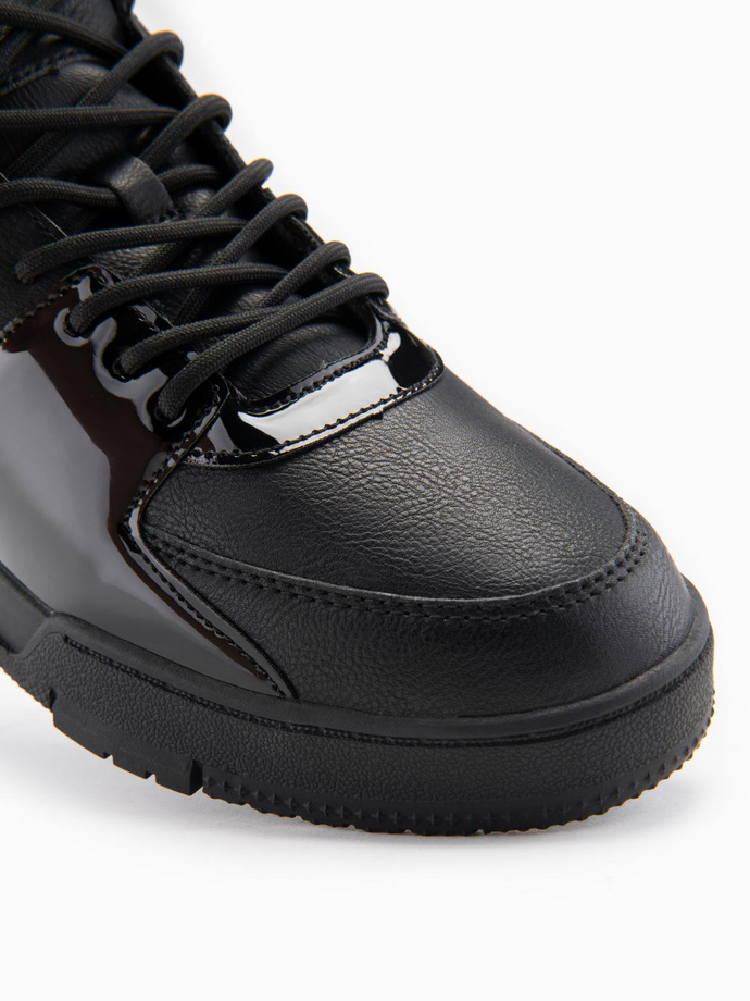 Men's high boots sneakers with shiny elements - black V1 OM-FOSH-0178