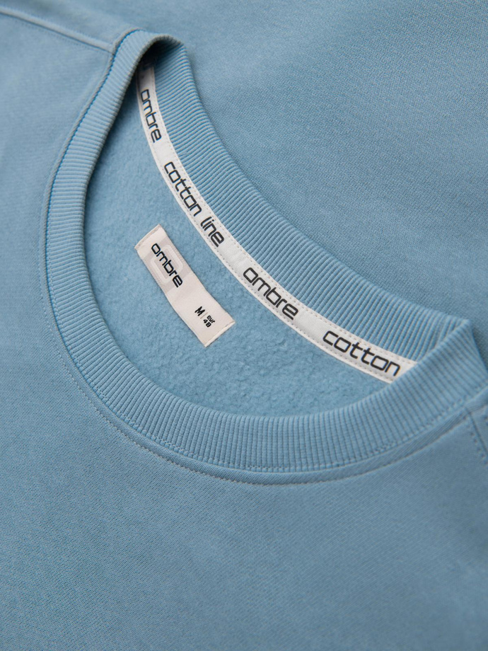 Bluza męska dresowa BASIC z okrągłym dekoltem - niebieska V7 OM-SSBN-0175