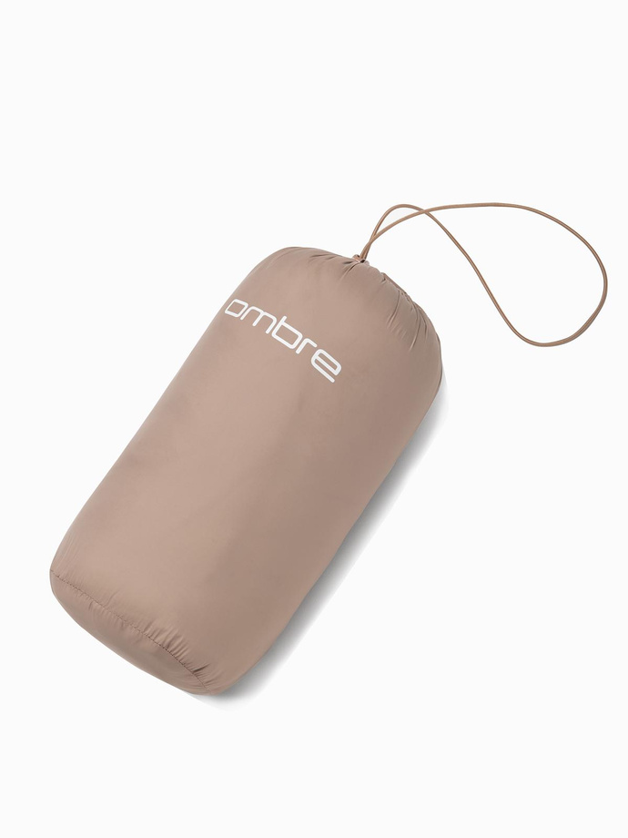 Męska kurtka pikowana pakowana w worek - brązowa V4 OM-JALP-0156