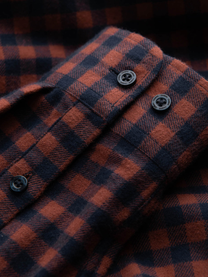 Men's checkered flannel shirt - navy blue and black V6 OM-SHCS-0150