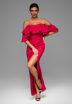 LA-OM-DLR083 Regular Fit raspberry evening dress