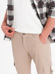 Men's STRAIGHT LEG cargo pants with striped pockets - sand V2 OM-PACG-0197