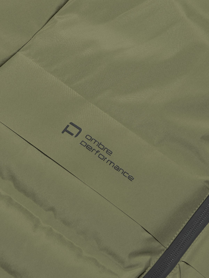 Men's winter jacket with detachable hood - olive V1 OM-JAHP-0150