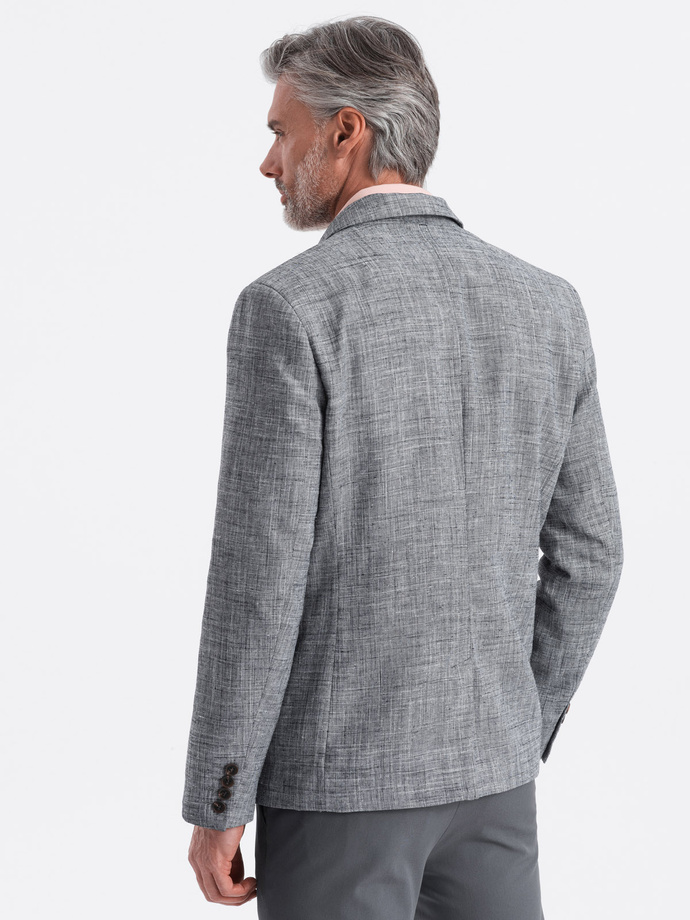 Men's REGULAR cut jacket with linen - graphite V5 OM-BLZB-0128