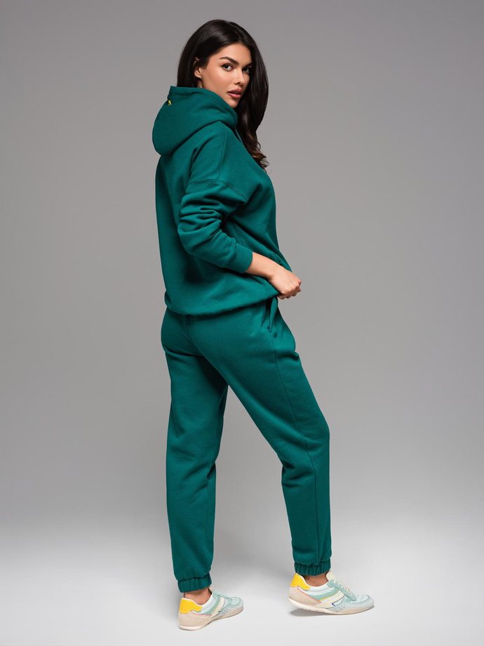 UNISEX sweatshirt set hoodie + drawstring pants in athleisure style - dark green V17 Z111