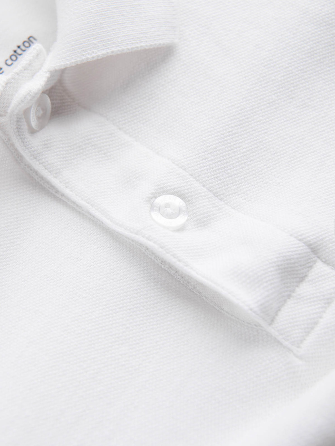 Men's pique knit polo shirt - white V4 S1374