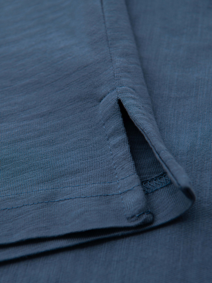 Koszulka polo klasyczna z bawełnianej dzianiny – ciemnoniebieska V8 OM-POWS-0142