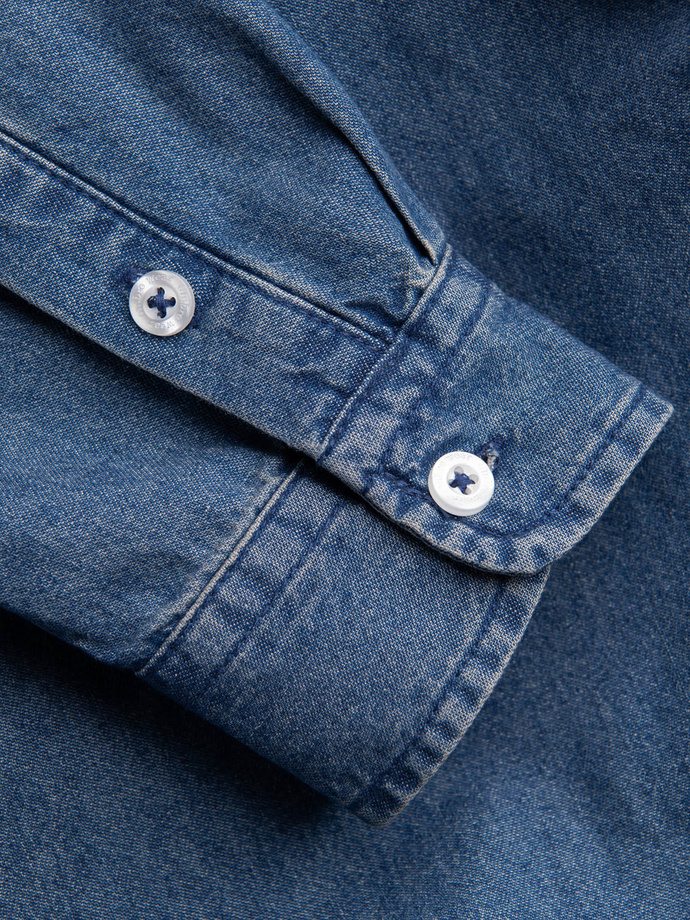 Classic men's SLIM denim shirt - blue OM-SHDS-0116