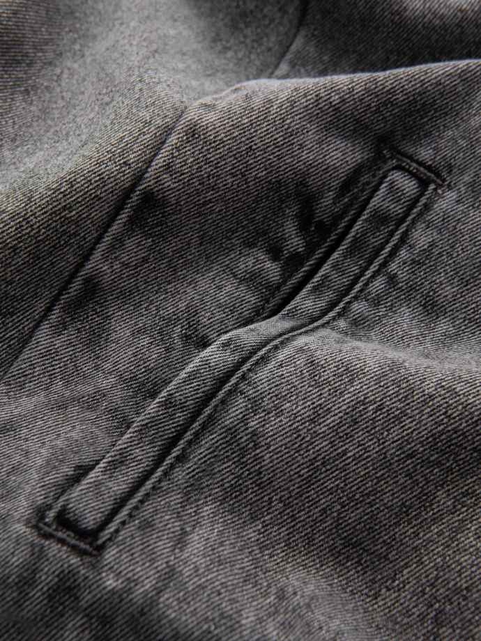 Męska kurtka jeansowa bomberka z efektem stone wash – szara V1 OM-JADJ-0163