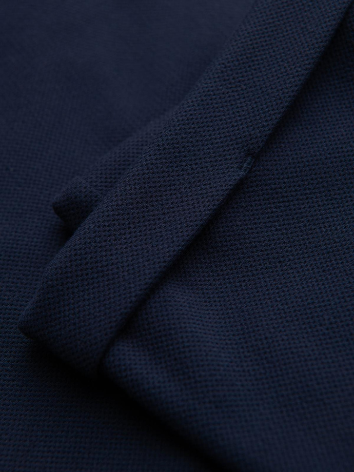 Men's pique knit pants with adjustable waistband - navy blue V1 OM-PACP-0283