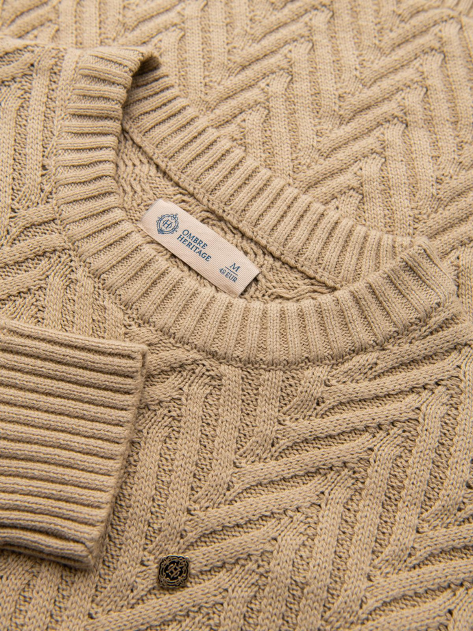 Men's zigzag knit sweater - sand V1 OM-SWSW-0147