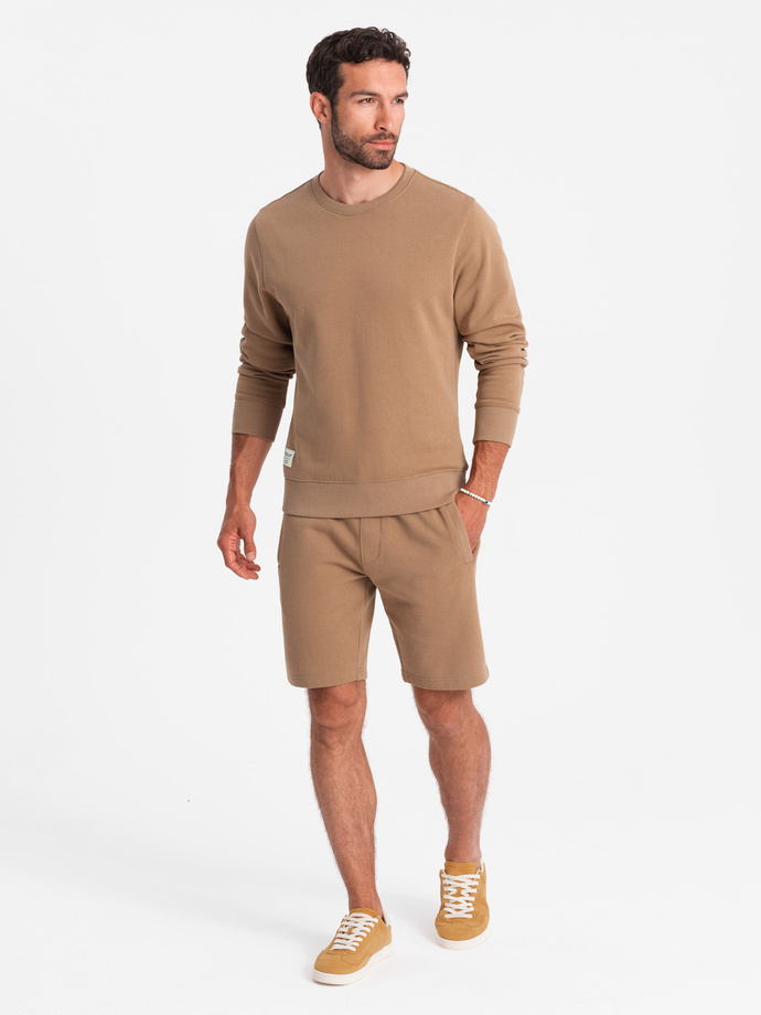 Men's sweatshirt set sweatshirt + shorts - brown V2 Z77