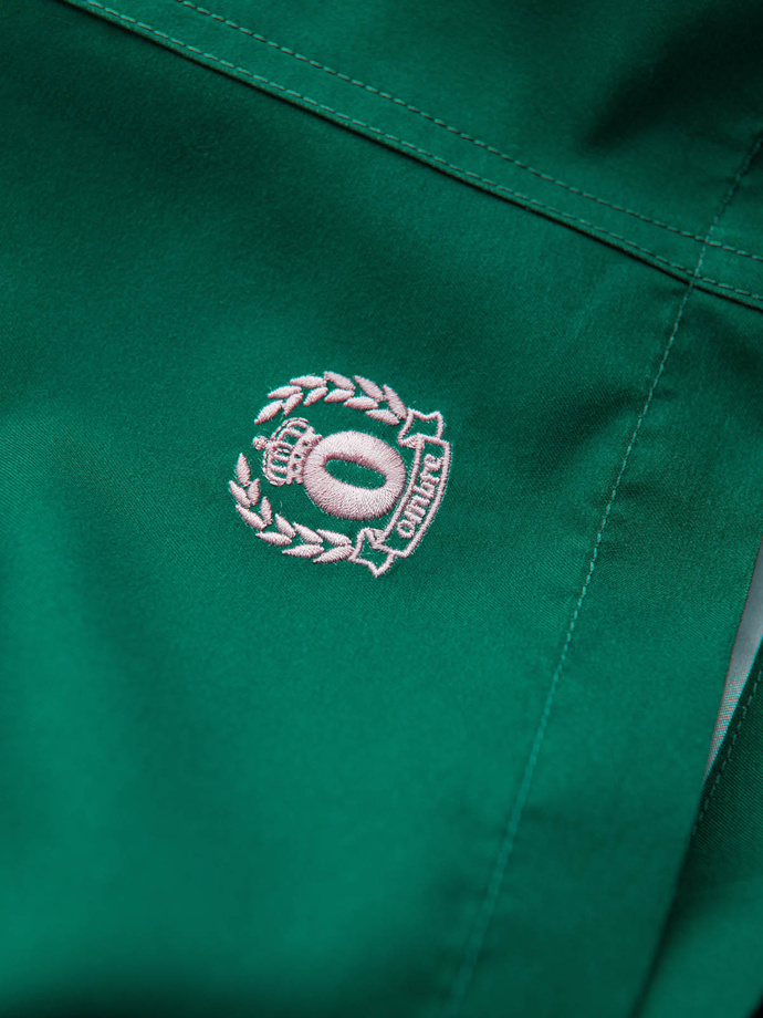 Men's two-tone ribbed swim shorts - dark green V3 OM-SRBS-0141