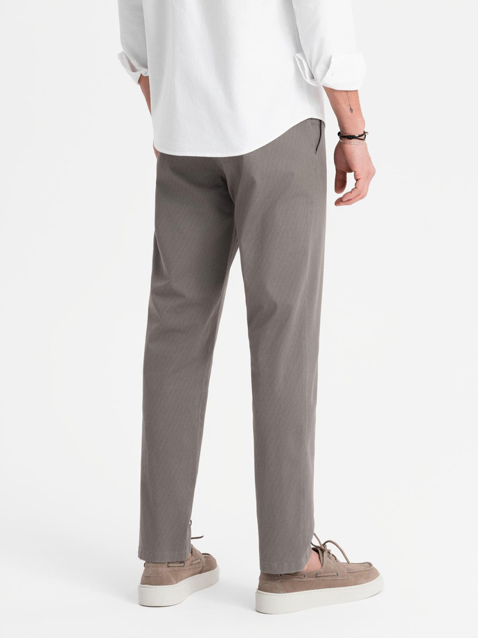 Men's REGULAR FIT chino pants with fine texture - gray V1 OM-PACP-0184