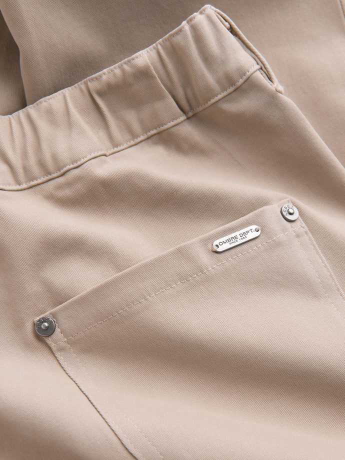 Men's STRAIGHT LEG cargo pants with striped pockets - sand V2 OM-PACG-0197