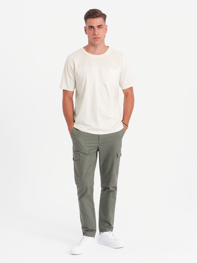 Men's LOOSE FIT pocket t-shirt - white V8 OM-TSCT-0171