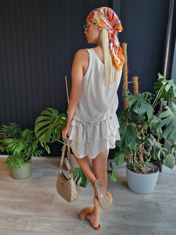 Bombshell dress with frills - DLR111 beige