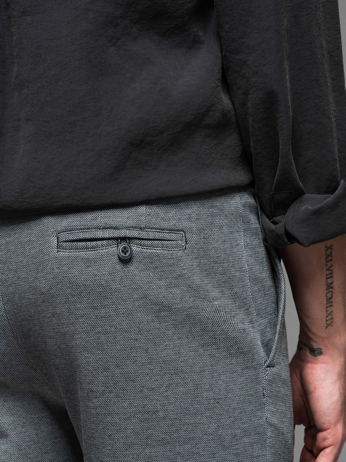 Men's SLIM FIT short shorts in structured melange knit - black V2 OM-SRCS-0166