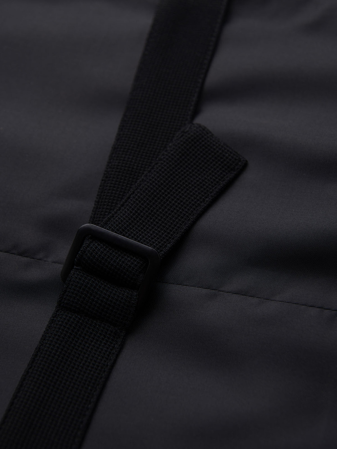 Fitted structured men's vest with patch pockets - black V1 OM-BLZV-0146