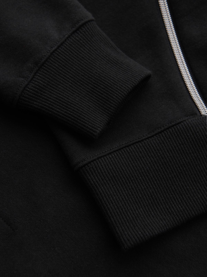 Męska bluza z ozdobnymi zamkami z przodu – czarna V1 OM-SSNZ-0187