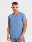 BASIC men's classic cotton T-shirt with a crew neckline - blue V5 OM-TSBS-0145
