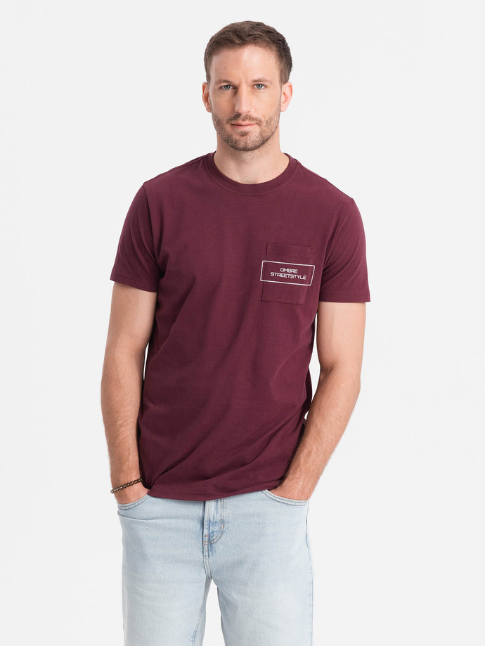 Men's Ombre Streetstyle cotton t-shirt with pocket print - maroon V3 OM-TSCT-0108