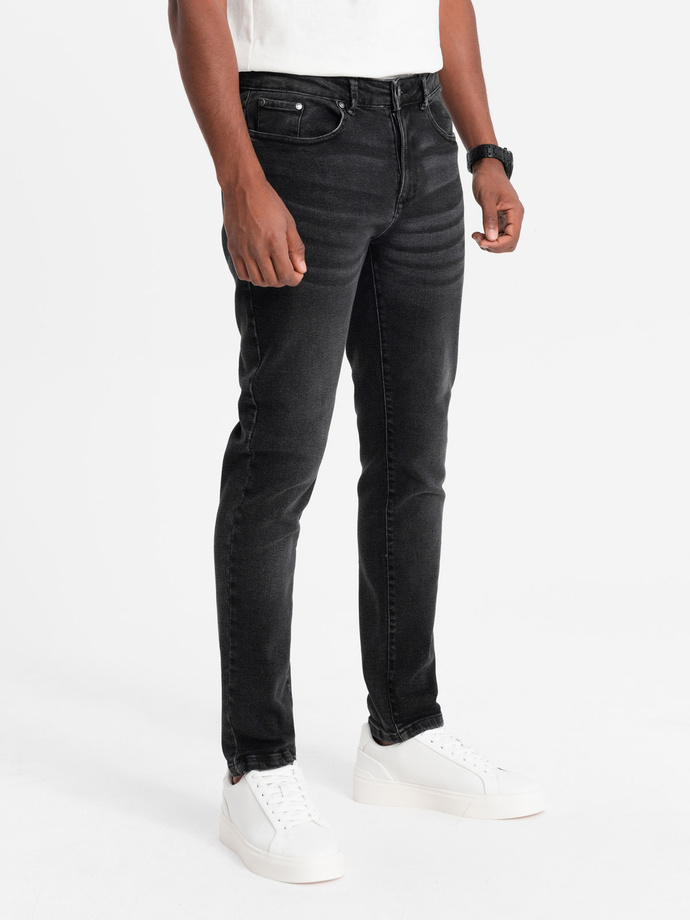 Spodnie męskie jeansowe SLIM FIT - czarne V1 OM-PADP-0110