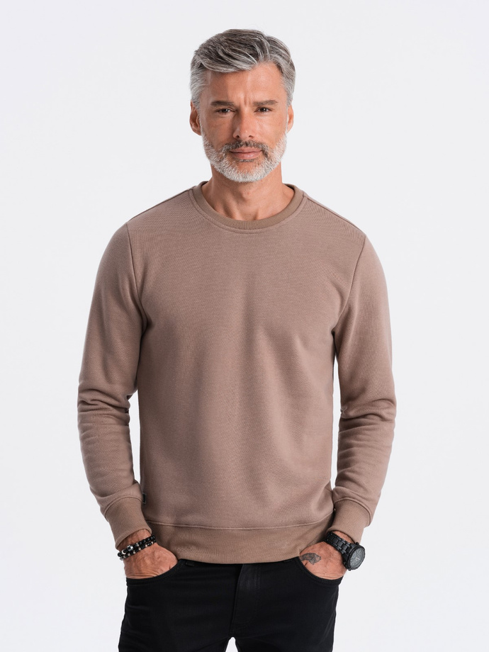 BASIC men's hoodless sweatshirt - light brown V8 OM-SSBN-0119