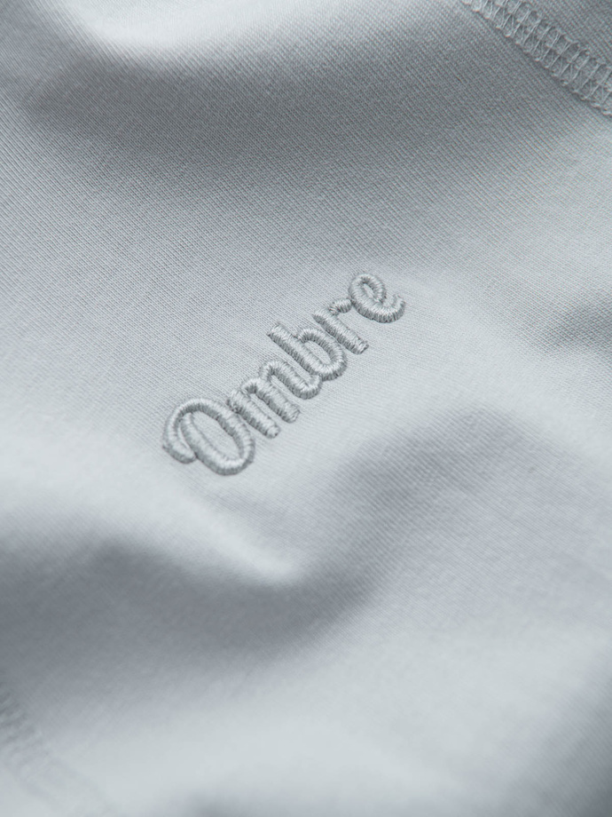 Men's cotton T-shirt with delicate embroidery - light grey V4 OM-TSCT-0170