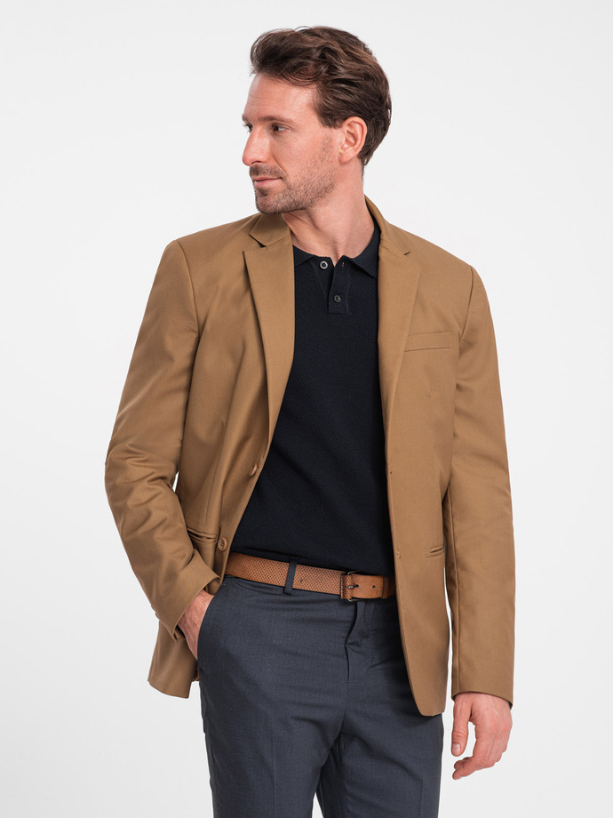 Classic men's jacket with pillowcase pocket - caramel V2 OM-BLZB-0115