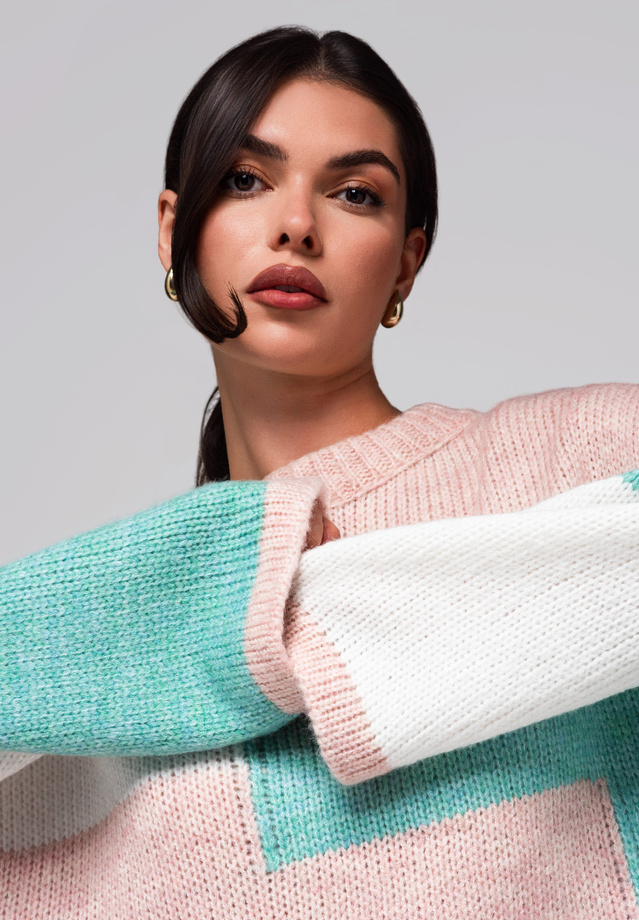 Women's sweater LW-SWSW-0108 - pink/cream