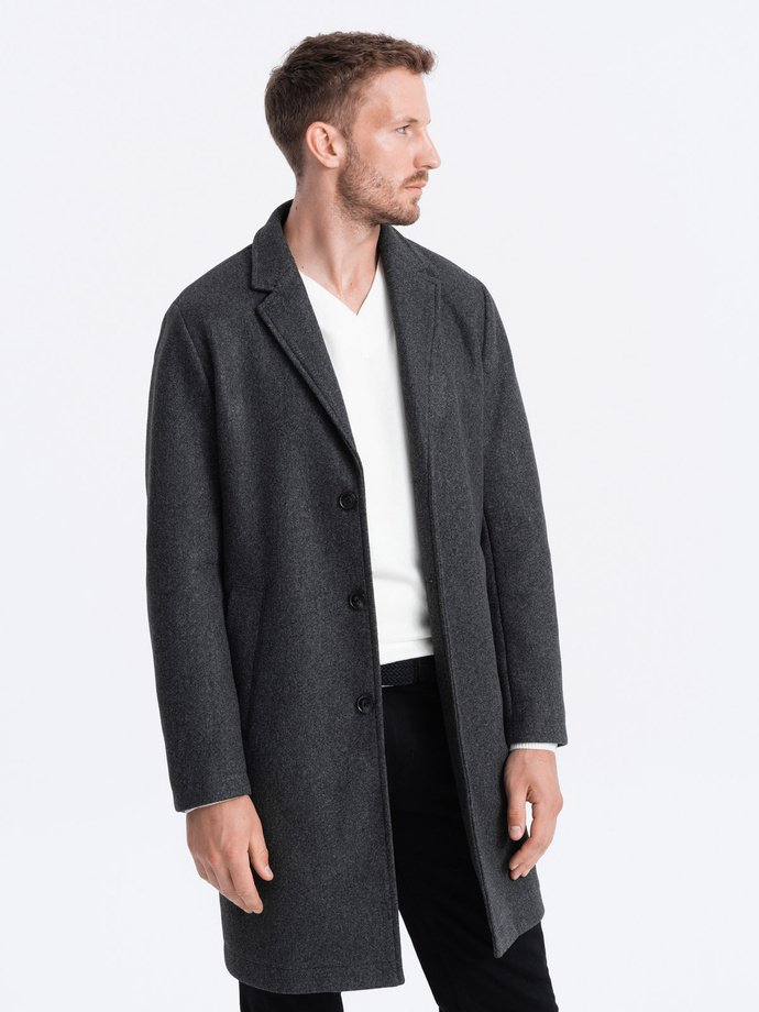 Men's lightweight single-breasted coat - graphite V5 OM-COWC-0104