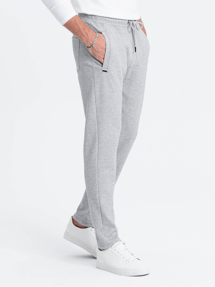 Men's carrot cut sweatpants - grey melange V3 OM-PASK-0166