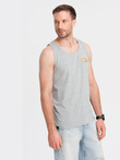 Bawełniany tank top męski z nadrukiem Summer Vibe – szary melanż V3 OM-TSTT-0191