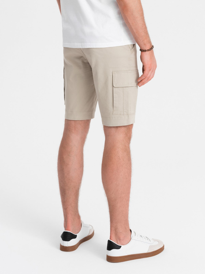 Men's monochromatic shorts with cargo pockets - beige V3 OM-SRCG-0133