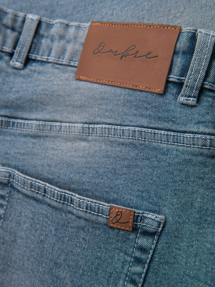 Szorty jeansowe męskie z podwiniętą nogawką - jasnoniebieskie V1 OM-SRDS-0164