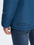 Men's insulated jacket with hood - dark blue V4 OM-JAHP-0128