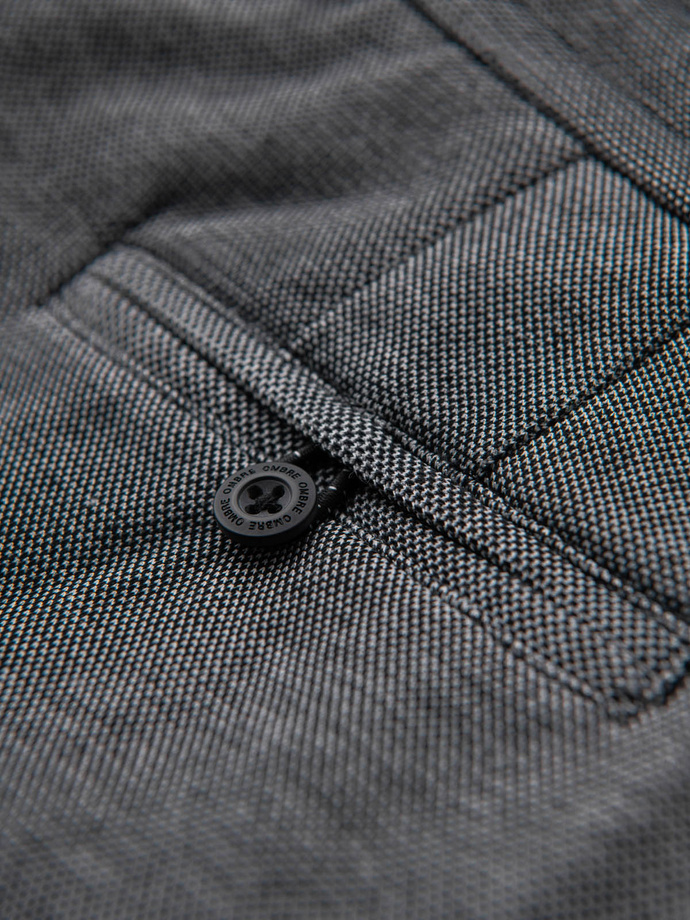 Krótkie spodenki męskie SLIM FIT ze strukturalnej melanżowej dzianiny – czarne V2 OM-SRCS-0166