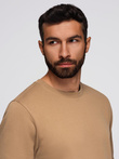 Men's BASIC sweatshirt with round neckline - brown V2 OM-SSBN-0175