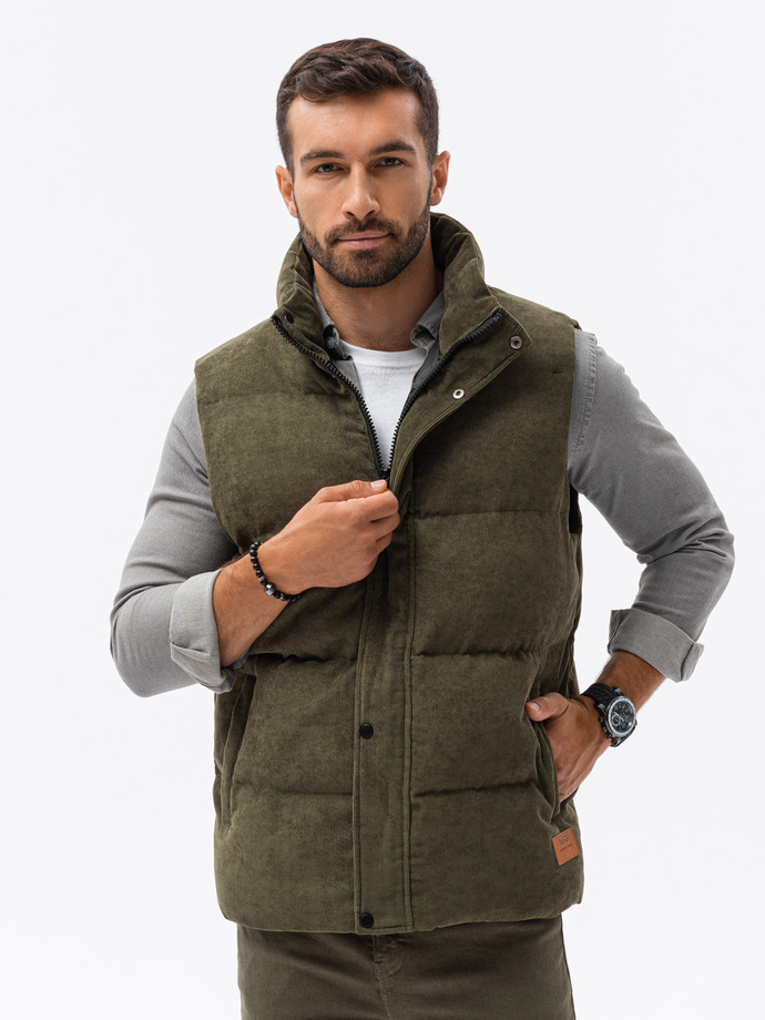 Men's quilted vest - dark olive V57