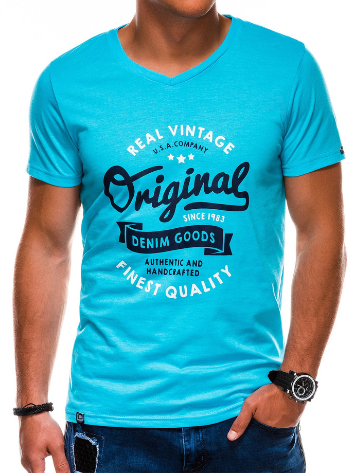 Men's printed t-shirt - light blue S1157