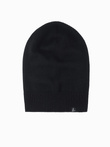 Męska zimowa czapka beanie z bawełnianej dzianiny – czarna V1 OM-ACWH-0124
