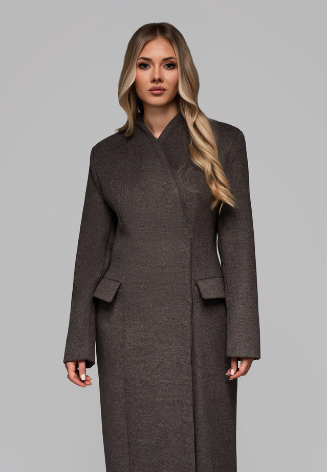 Men's minimalist coat with detachable vest - beige V1 OM-COLC-0139