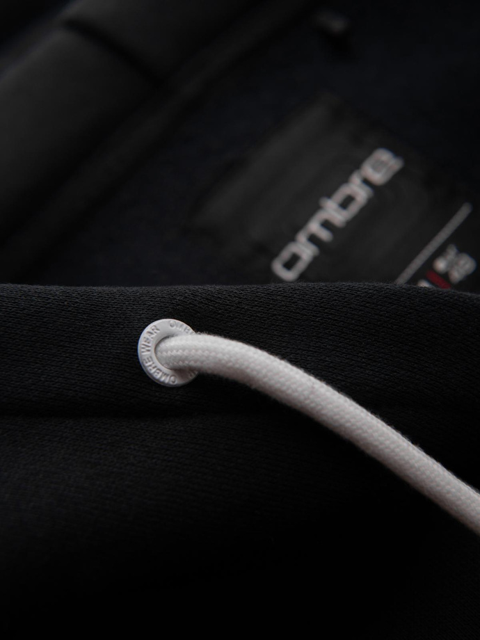 Bluza męska z kontrastowymi przeszyciami i kapturem – czarna V1 OM-SSNZ-0250