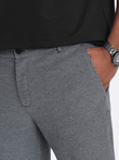 Men's shorts made of two-tone melange knit fabric - black V2 OM-SRCS-0127