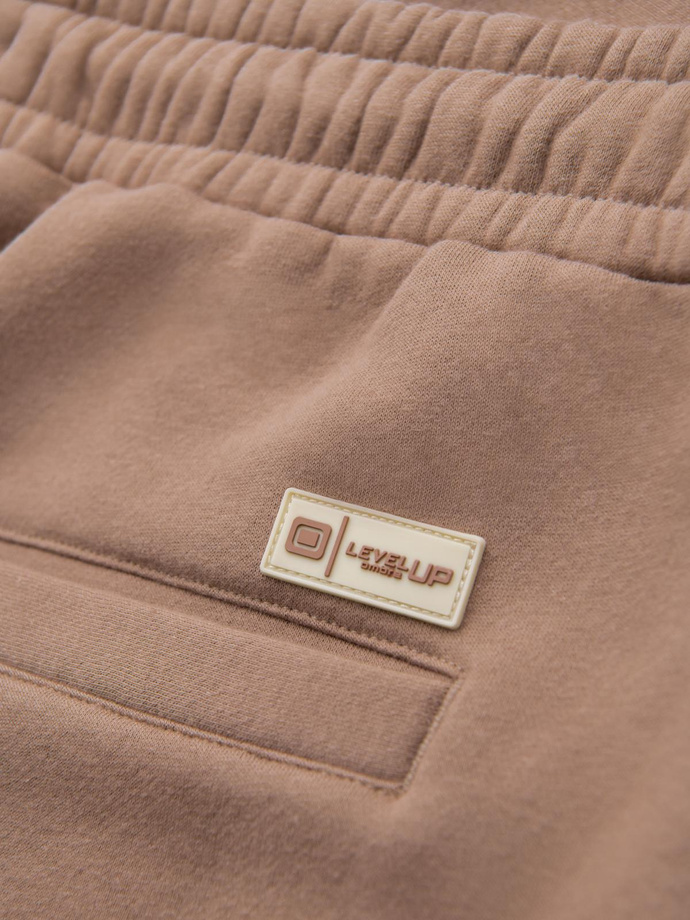 Classic unisex sweatpants with ribbed cuffs - brown V16 OU-PSBC-0100