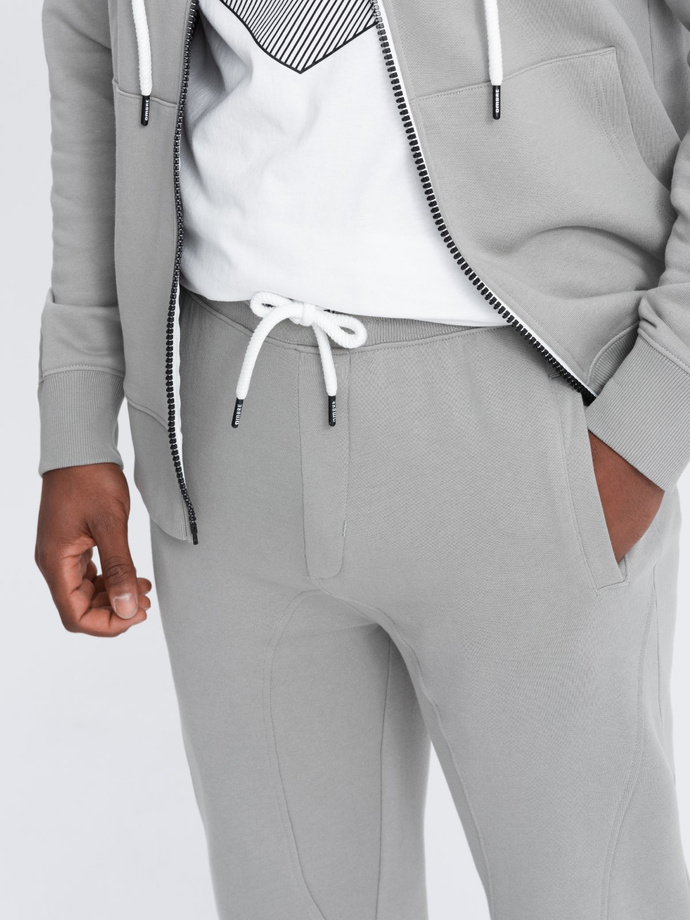 Men's sweatshirt set unbuttoned sweatshirt + jogger pants - gray V8 Z82